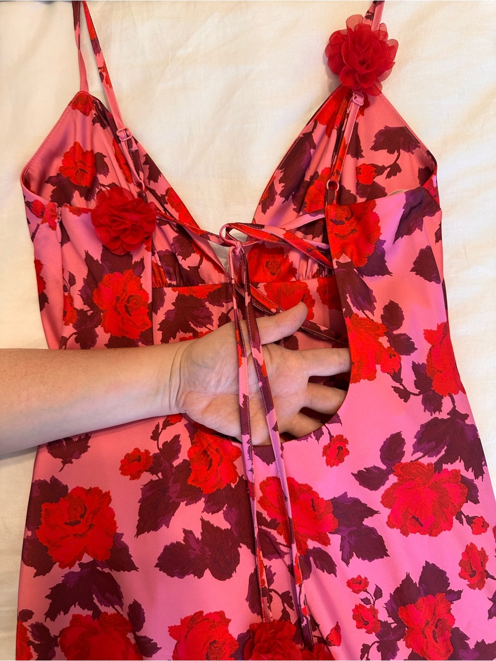 For Love & Lemons Pink and Red Floral Slip - Picture 5 of 8